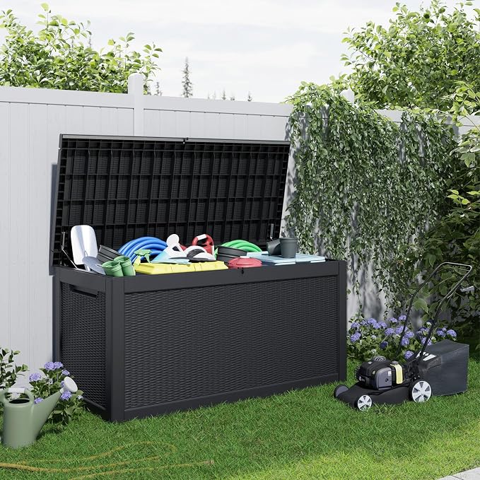 ROJIK Outdoor Storage Housing Deck Box, Waterproof Patio Furniture, Garden Tools - Image 7