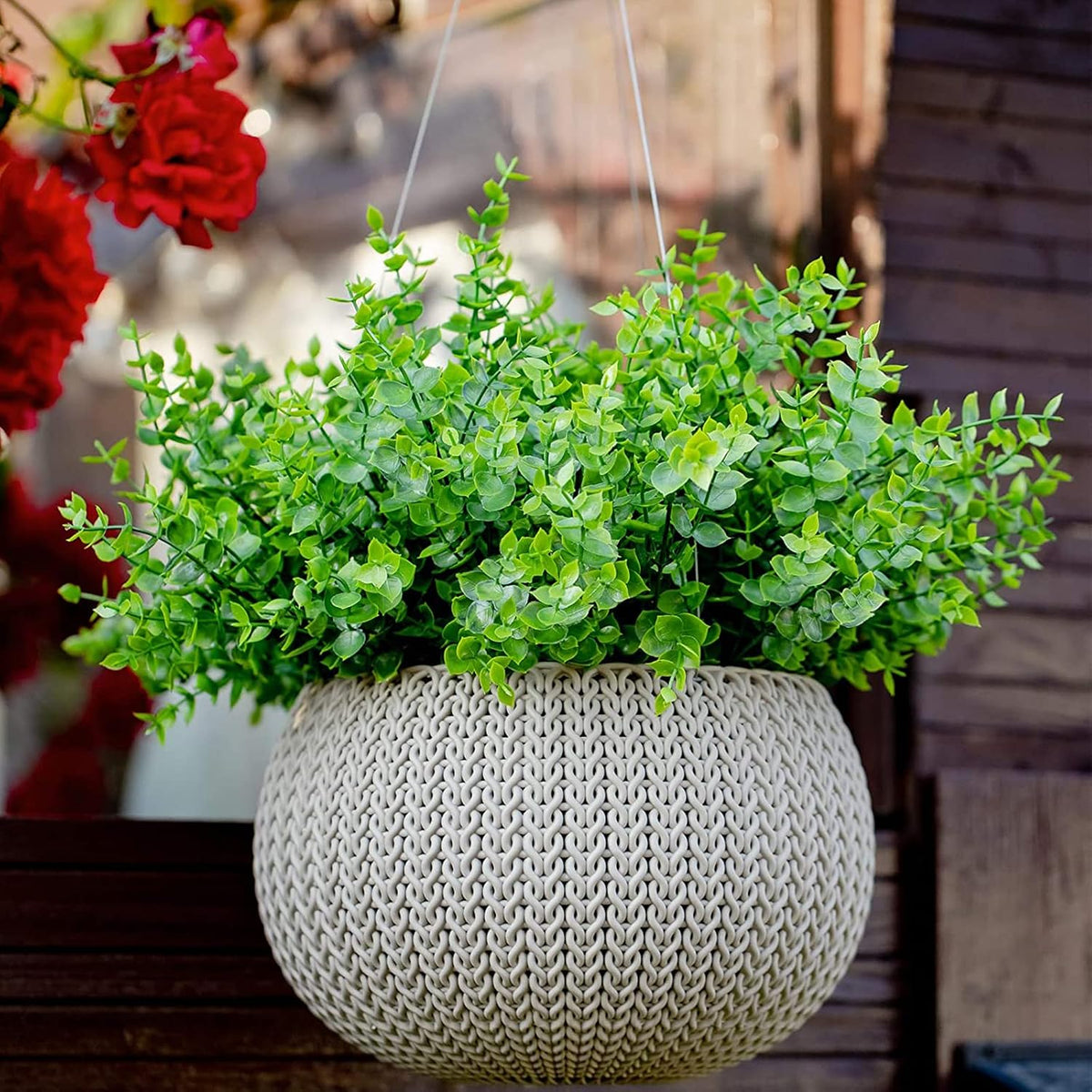 summer flower 10 Pack Artificial Boxwood Stems UV Resistant Faux Greenery Stems Fake Greenery Shrubs for Outdoor Patio Wedding Decor