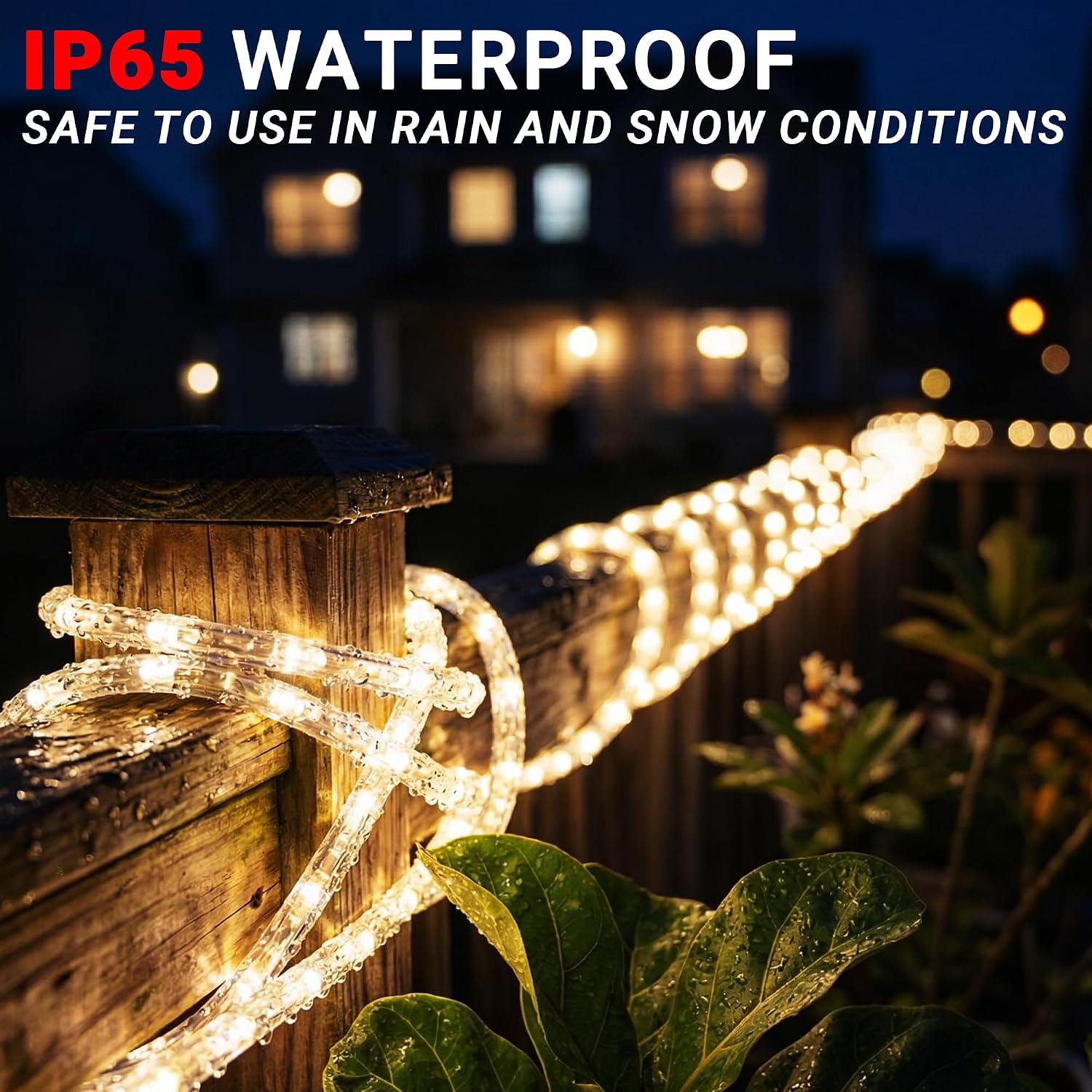 20ft Rope Lights For Outside, Connectable & Flexible Tube Lights with 8 Modes Controller,Waterproof Warm White LED Rope Lighting for Deck,Garden,Pool,Patio,Room Indoor & Outdoor Landscape Strip Light