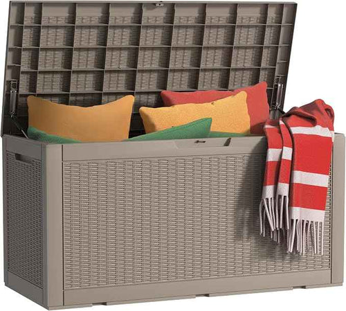 120 Gallon Outdoor Deck Box, Lockable Waterproof Outdoor Storage Boxes