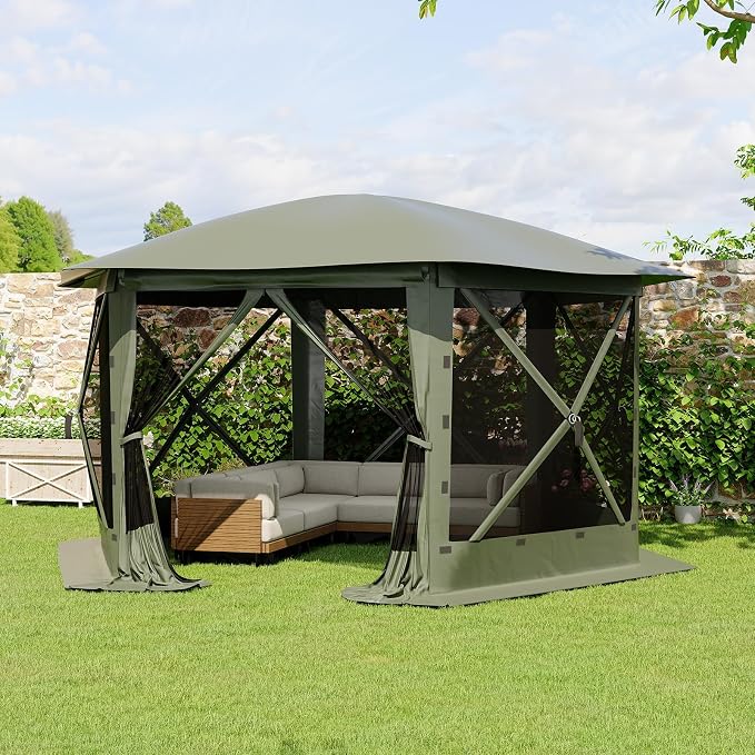 11.5x11.5FT 6-Sided Pop Up Gazebo Tent，One-Push Setup Canopy Tent - Image 7