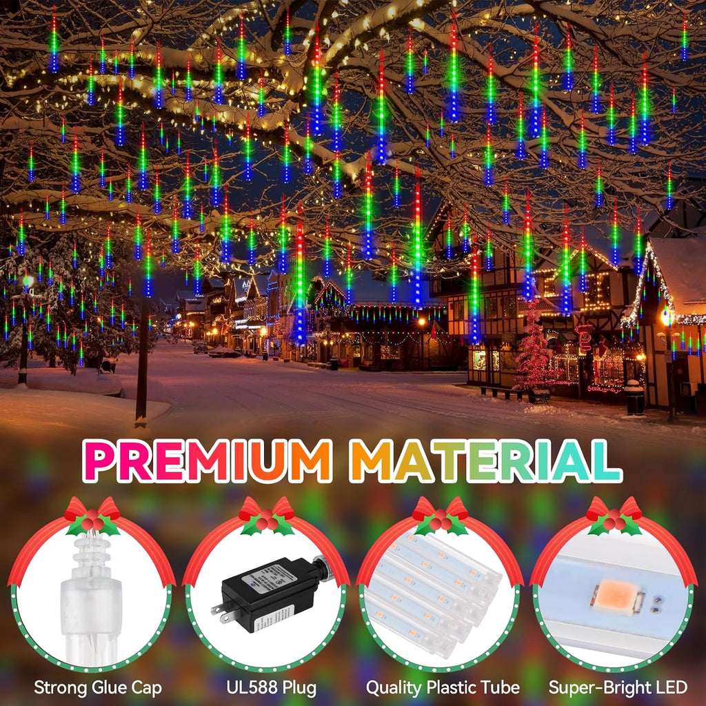 KNONEW 40 Tubes 1440 LED Meteor Shower Lights Christmas Lights Outdoor | 16 Inch Meteor Lights Waterproof Plug in Falling Rain Lights for House Xmas Tree Wedding Party Garden Yard Decorations