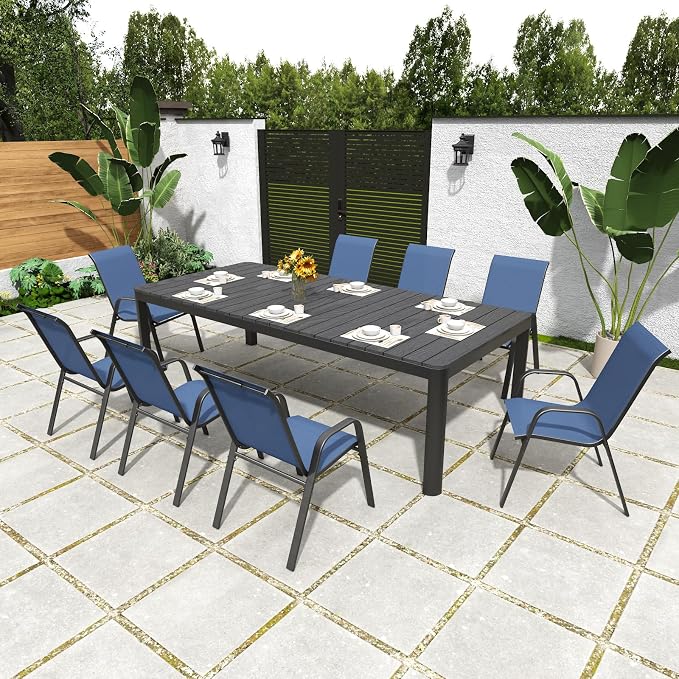 Patio Chairs Set of 8, Stackable Outdoor Dining Chairs - Image 3