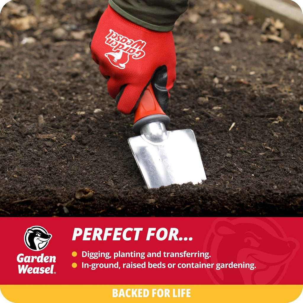 Garden Weasel Heavy Duty Trowel for Planting Digging Cultivating | Steel hand shovel for transplanting bulbs, digging holes, moving soil & planting flowers. Ergonomic handle for comfort