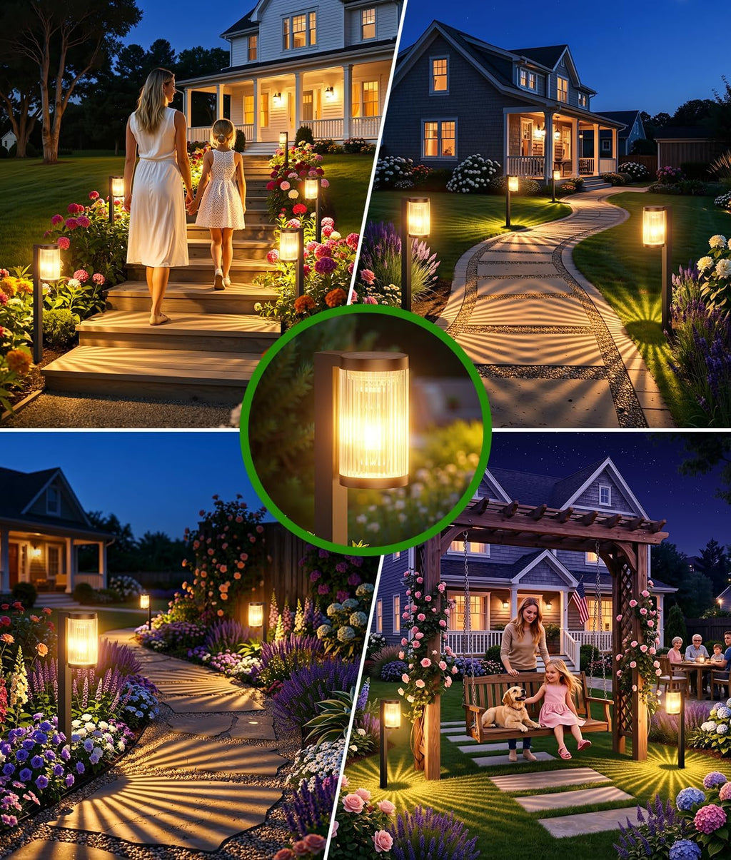 ELECLINK Solar Pathway Lights Outdoor, 2 Pack Upgraded Outdoor Solar Lights for Outside Super Bright Up to 15Hrs, IP65 Waterproof Solar Garden Lights for Sidewalk Driveway Decor Landscape Ligthting