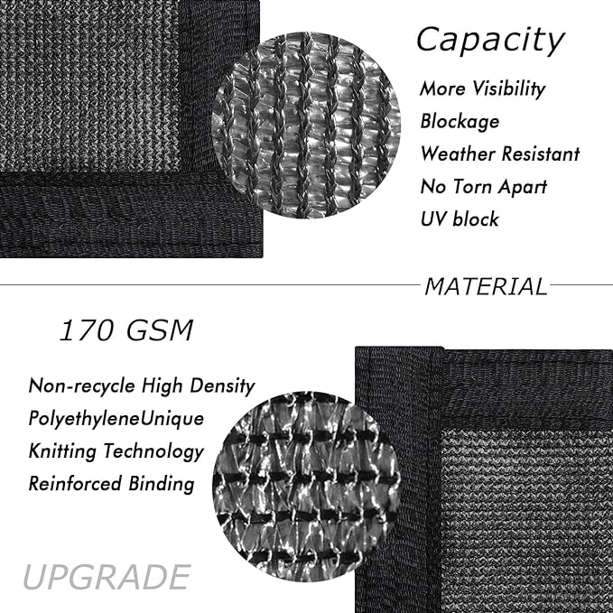 UPGRADE Privacy Fence Screen 6'x46' Black Outdoor 90% Visibility Blockage 170 - Image 2