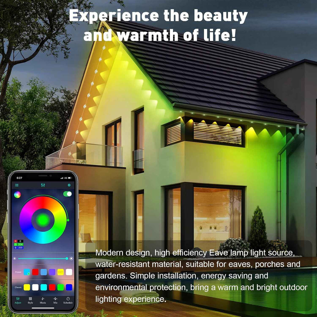 150FT Permanent Outdoor Lights for House | 150 ft Length, Permanent Installation, Outdoor Use, House Lighting