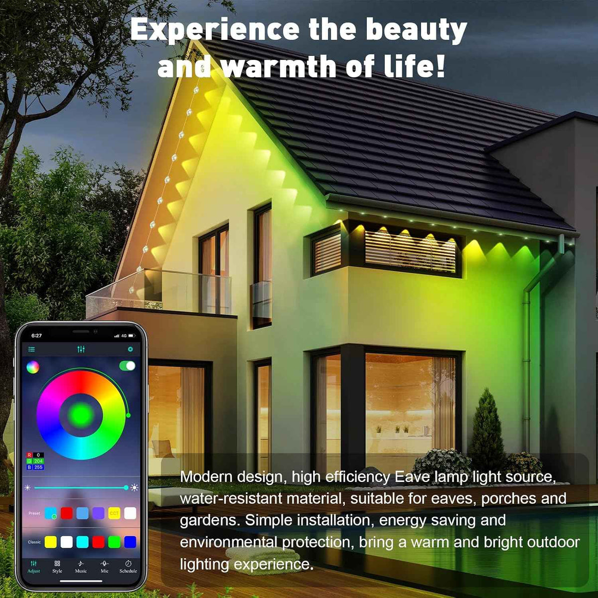 150FT Permanent Outdoor Lights for House | 150 ft Length, Permanent Installation, Outdoor Use, House Lighting