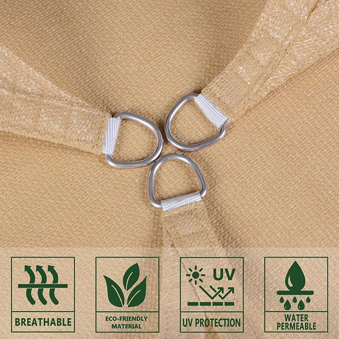 SUNLAX Sun Shade Sail 16' x 16' x 16' Sand Triangle Canopy Sail Shade Cover UV - Image 5