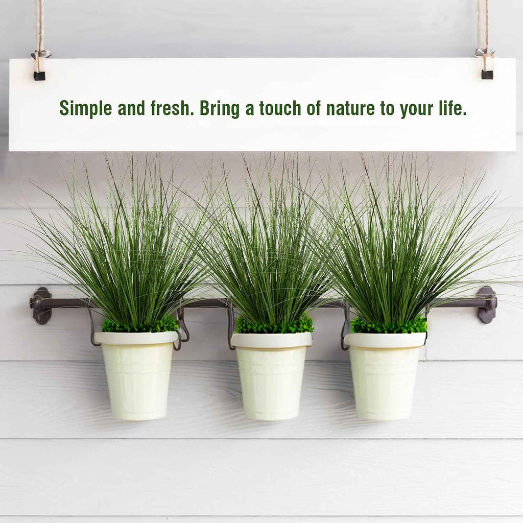 Artificial Wheat Grass, 8 Stems, 17.3" Fake Plants Faux Grass Greenery for Indoor & Outdoor Décor, Artificial Greenery for Planters, Porch, Patio & Home Decoration