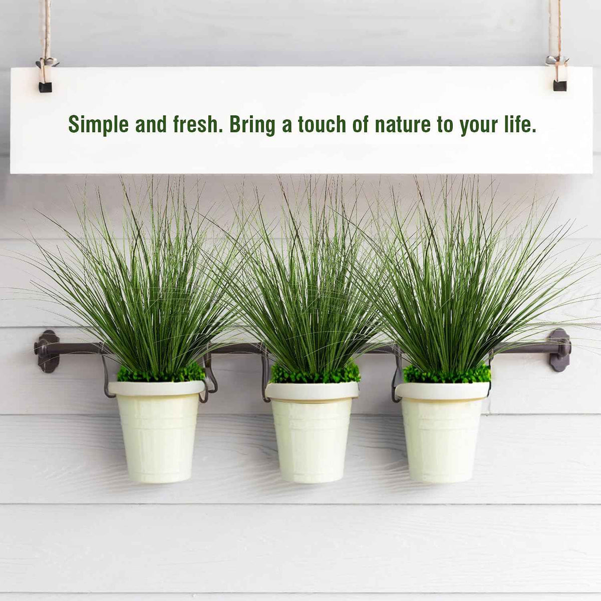 Artificial Wheat Grass, 8 Stems, 17.3" Fake Plants Faux Grass Greenery for Indoor & Outdoor Décor, Artificial Greenery for Planters, Porch, Patio & Home Decoration