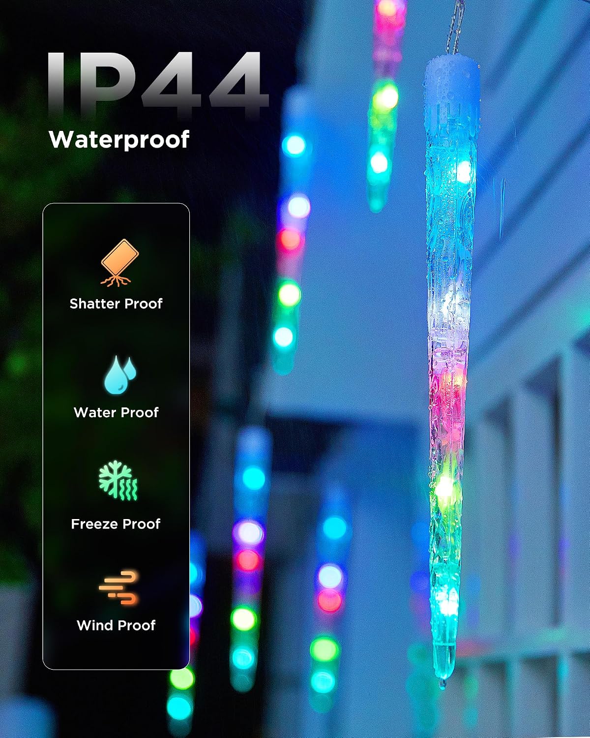 Brightown Smart Icicle Lights for Outside - Color Changing Christmas Lights | 31.2ft with 20 Tubes 100 LED Christmas Lights Decoration, APP Controlled RGB Customize Display DIY Dynamic Lighting Effect