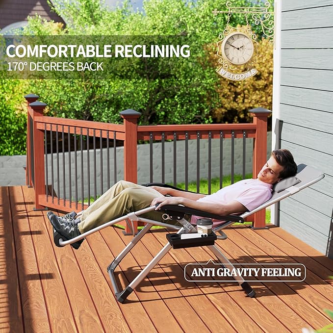 UDPATIO Oversized Zero Gravity Chair 29In XL Patio Reclining Chair - Image 6