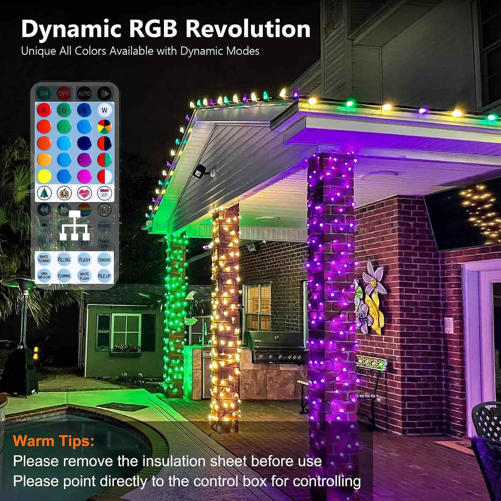 Brizled Halloween Lights Outdoor, Orange Purple Tree Lights, 200 LED, 66 ft | Color Changing Christmas Lights Indoor, Music Sync, 120+ Modes Dimmable Remote Mini Light with Timer for Garland Window Yard