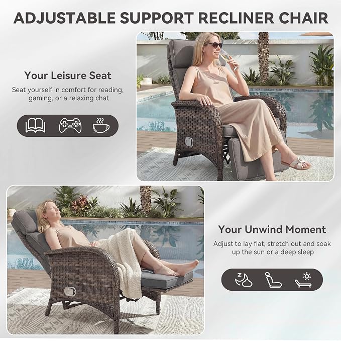 Zero Gravity Wicker Patio Recliner Chair - Image 5
