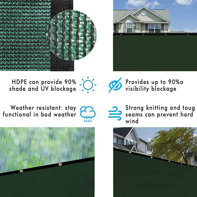 UPGRADE Privacy Fence Screen 4'x49' Dark Green Outdoor 90% Visibility Blockage - Image 6