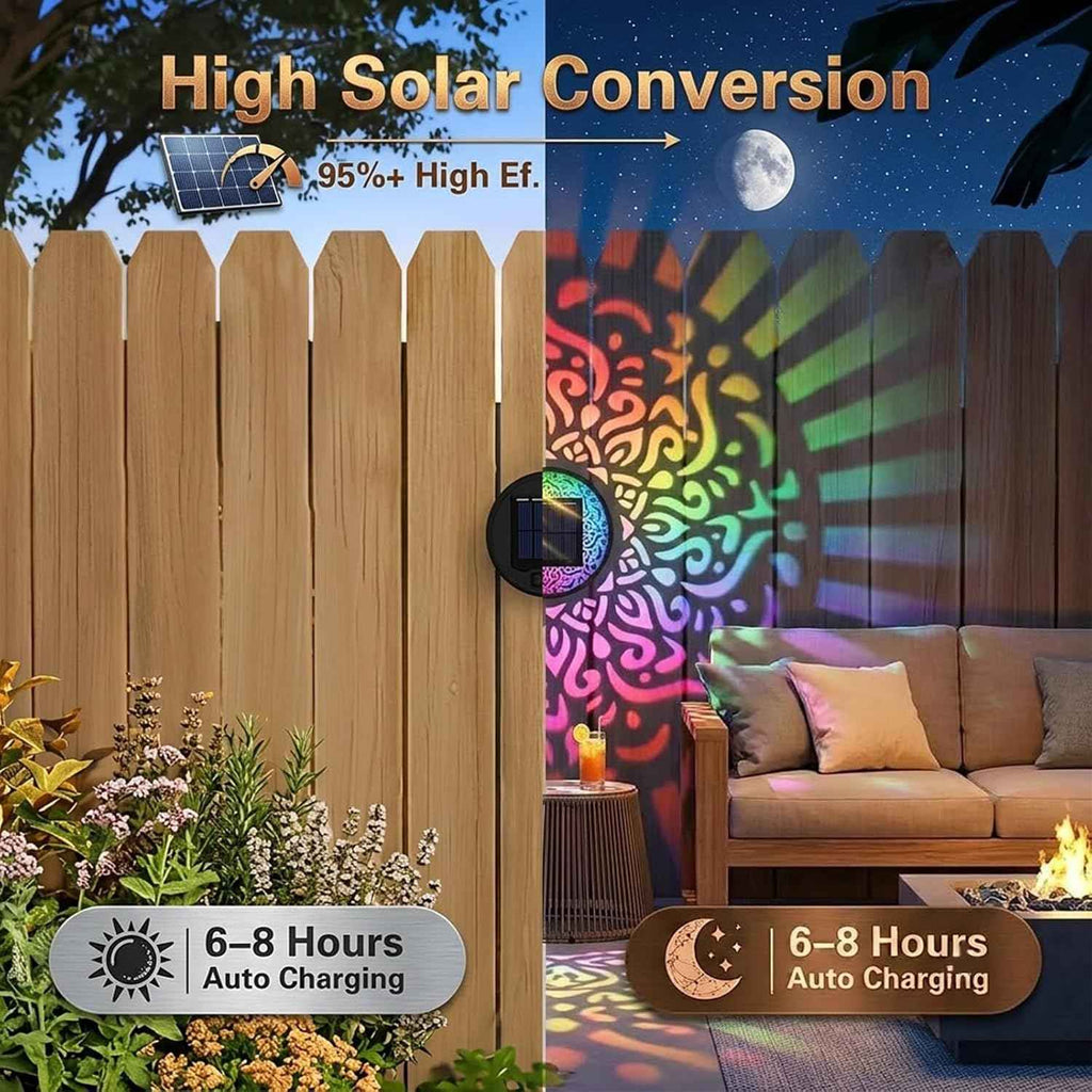 Solar Mandala Fence Lights Waterproof Outdoor Color Changing 1 Pack | 7 Color Changing Mandala Solar Lights Outdoor, Waterproof Solar Powered Wall Lights for Patio Yard Backyard Porch Fence Decor