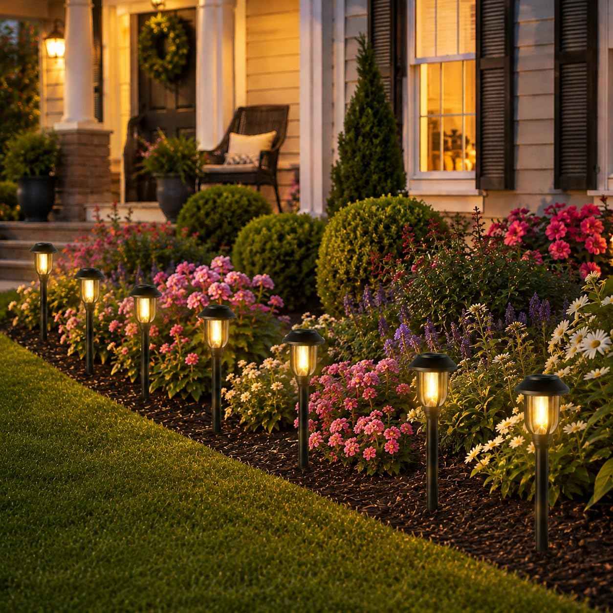 Solar Pathway Lights Outdoor 8 Pack, Warm White Solar Path Lights, Waterproof Energy Efficient Landscape Lights Decorative Auto On/Off, Solar Garden Lights for Yard Walkway Driveway Patio