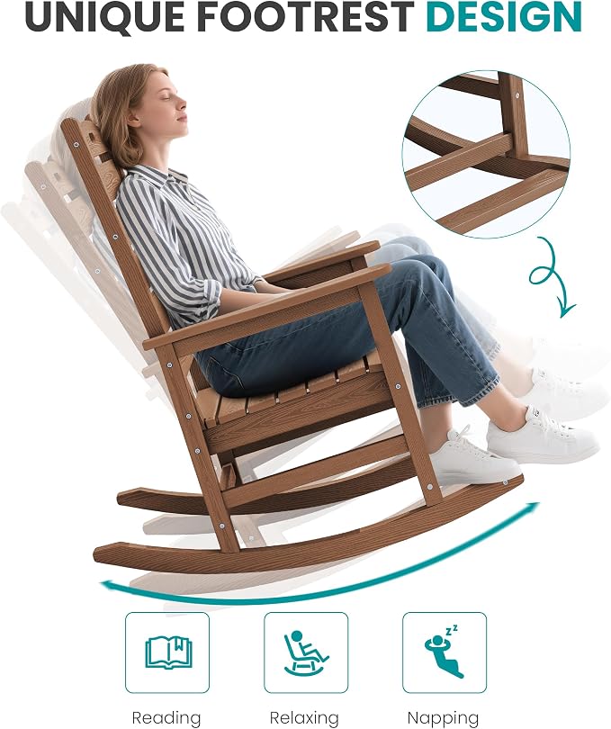 SERWALL Outdoor Rocking Chair, Oversized Rocking Chair - Image 7