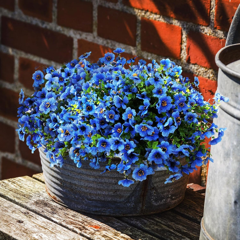 Dyale 24 Bundles Artificial Fake Plants Flowers for Outdoor,UV Resistant Spring Flowers Garden Décor No Fade Plastic Greenery Home Garden Porch Patio Decor Office