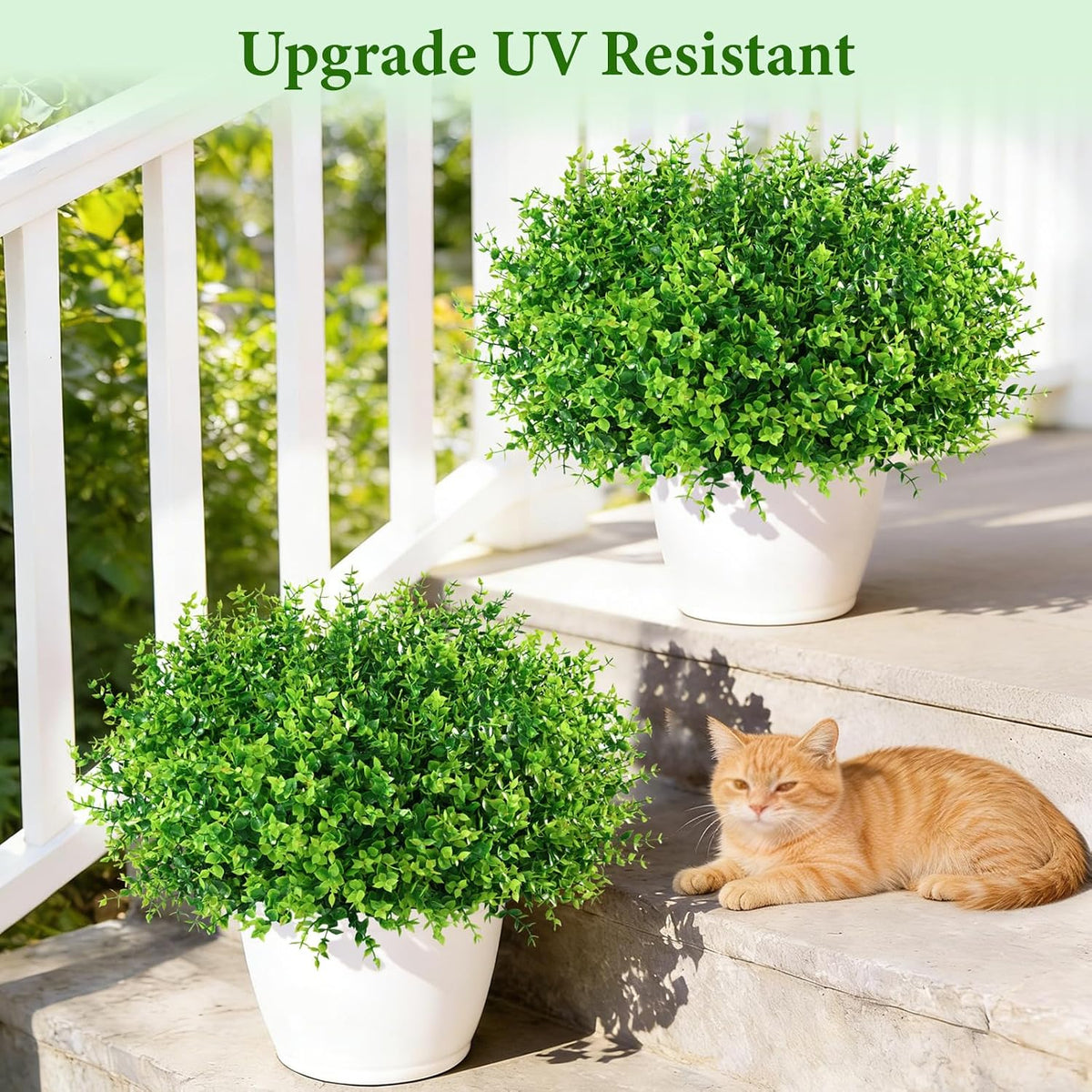 Yastouay Artificial Flowers for Outdoors UV Resistant, 22 Bundles Green Realistic Fake Outdoor Flowers Fake Plants, Faux Flowers for Outdoor Planters Front Porch Garden Window Box Farmhouse Decor