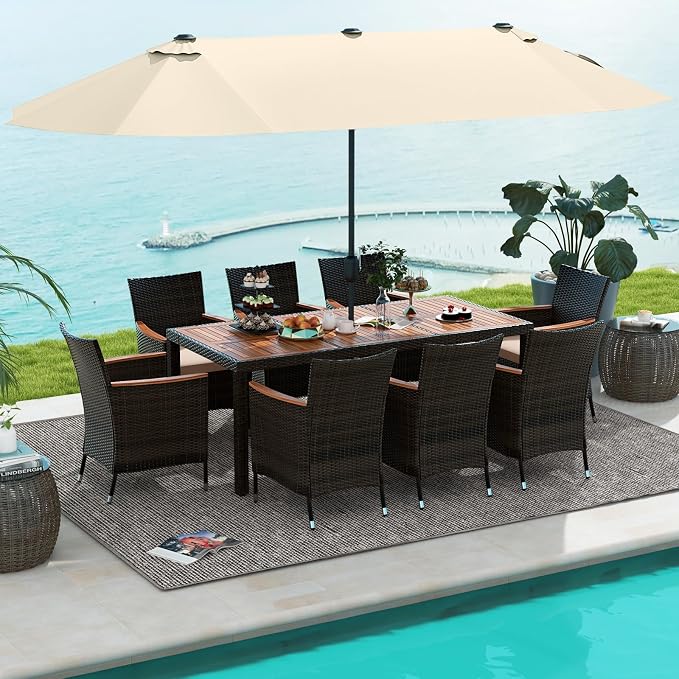 Tangkula 11 Piece Rattan Outdoor Dining Set - Image 9