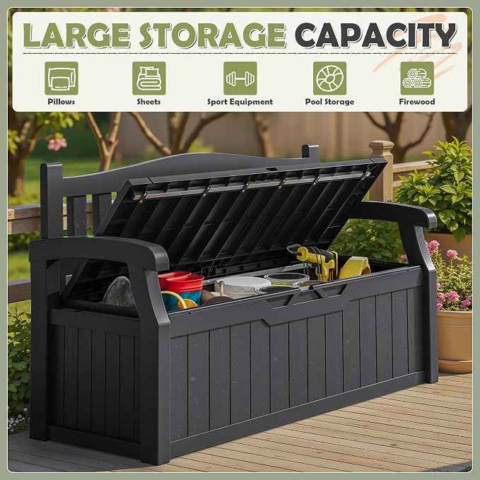 Homall 75 Gallon Outdoor Storage Benches Lockable Deck Box