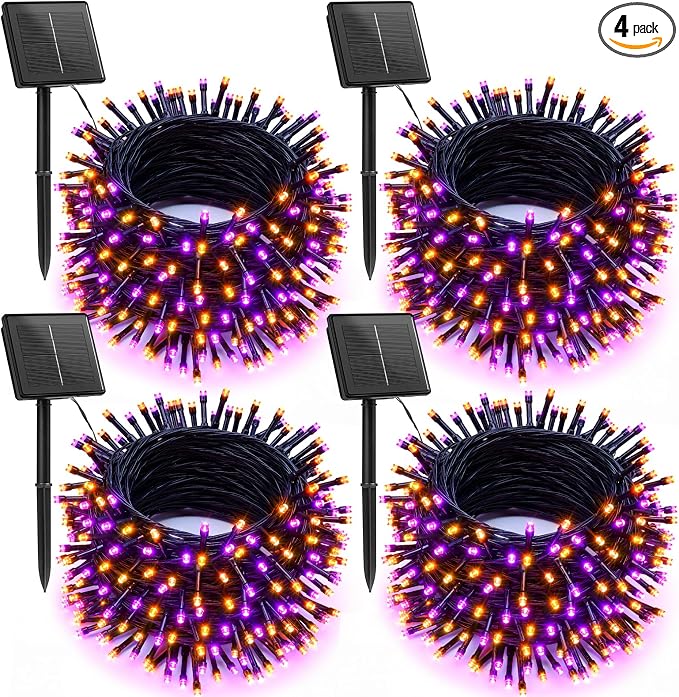 Brightown 4 Pack Solar Halloween String Lights, Total 184FT 480 LED Solar by Brightown