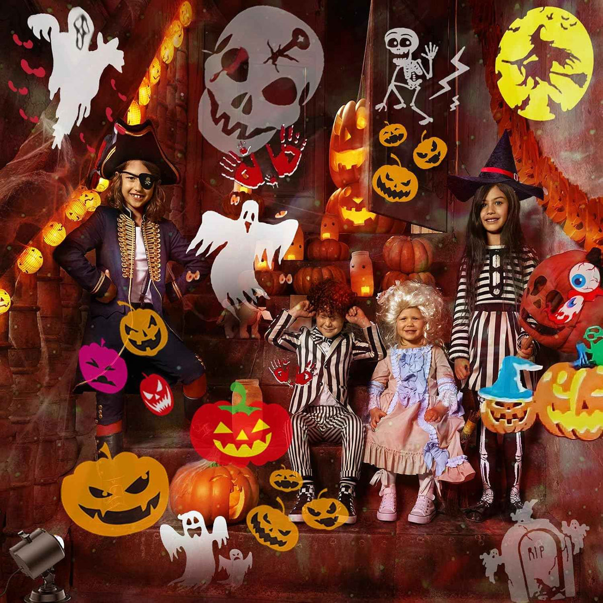 2026 Upgraded Halloween Projector, 8 Patterns (Ocean Wave & Patterns),8 Theme Waterproof Holiday Projector with Remote for Halloween,Christmas,Happy New Year
