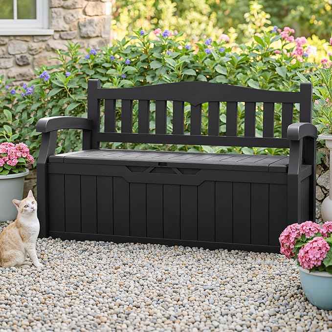 Homall 75 Gallon Outdoor Storage Benches Lockable Deck Box