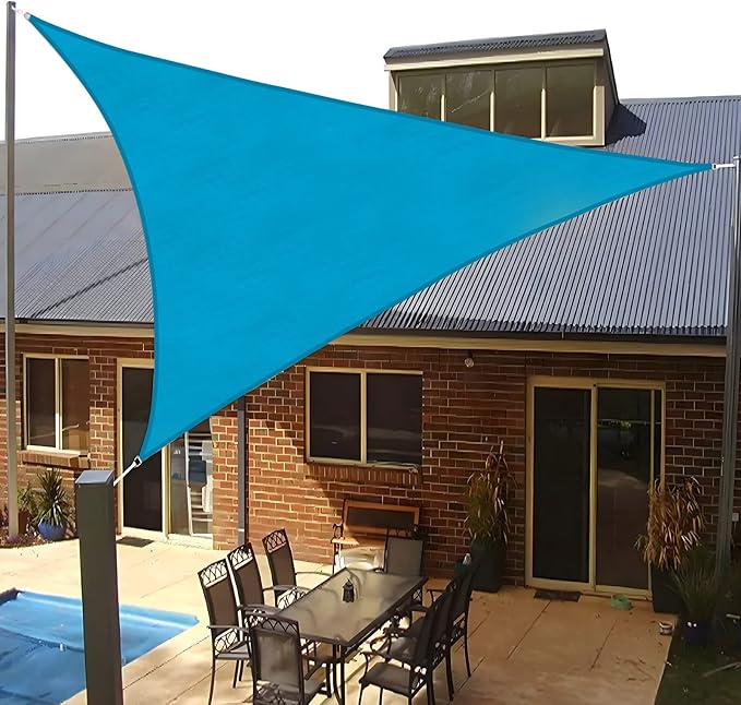 SUNLAX Sun Shade Sail 13' x 13' x 13' Turquoise Blue Triangle Canopy Sail Shade - Image 9