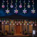 Christmas Snowflake Lights Outdoor, 17.22ft 264 LED Snowflake Icicle Lights with 22 Drops, 8 Modes connectable Plug In Christmas Light Waterproof for Eaves, Garden, Indoor & Outdoor Decor (Multicolor)