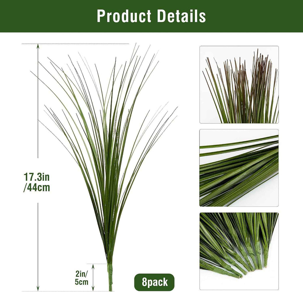 Artificial Wheat Grass, 8 Stems, 17.3" Fake Plants Faux Grass Greenery for Indoor & Outdoor Décor, Artificial Greenery for Planters, Porch, Patio & Home Decoration