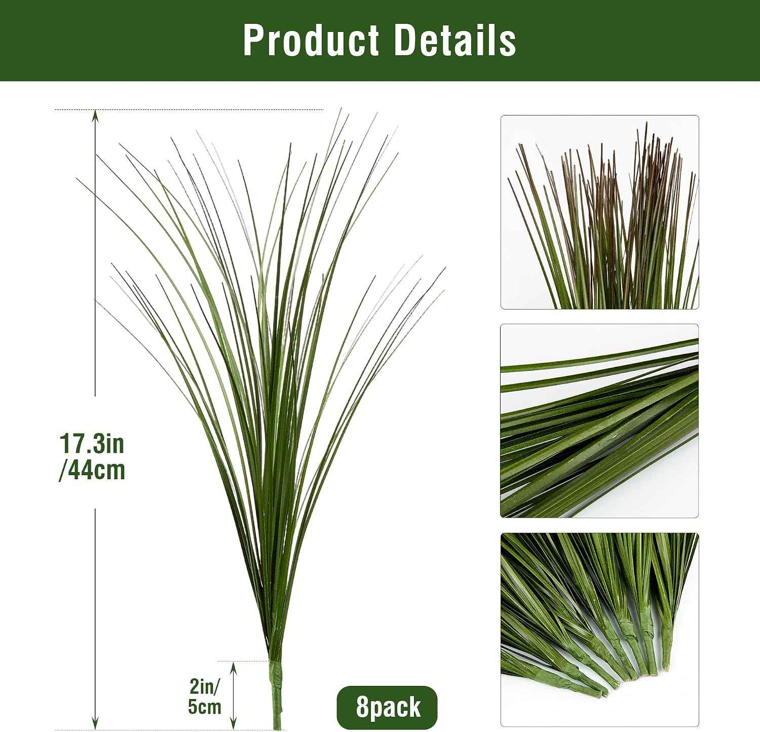 Artificial Wheat Grass, 8 Stems, 17.3" Fake Plants Faux Grass Greenery for Indoor & Outdoor Décor, Artificial Greenery for Planters, Porch, Patio & Home Decoration
