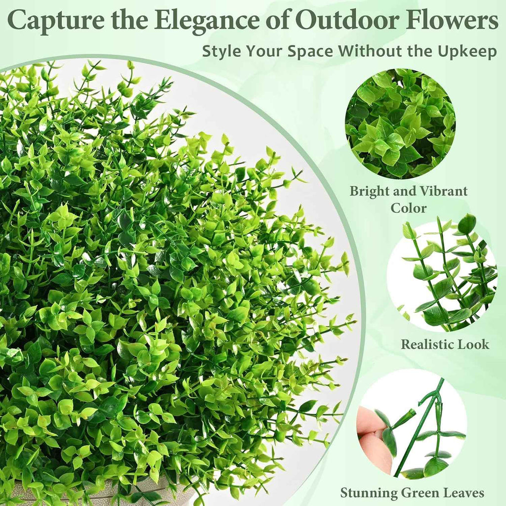 Yastouay Artificial Flowers for Outdoors UV Resistant, 22 Bundles Green Realistic Fake Outdoor Flowers Fake Plants, Faux Flowers for Outdoor Planters Front Porch Garden Window Box Farmhouse Decor