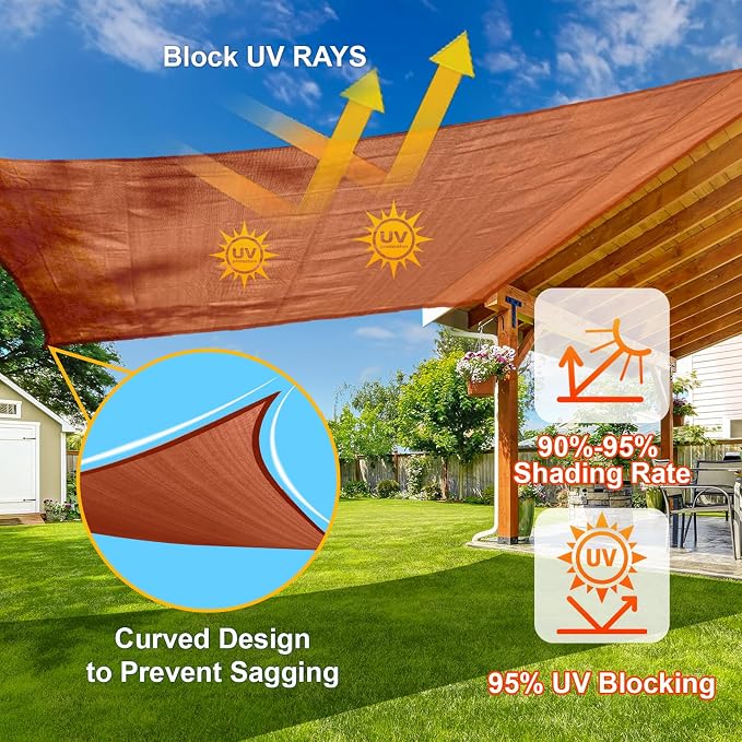 SUNLAX Sun Shade Sail 11' x 16' Terra Red Rectangle Canopy Sail Shade Cover UV - Image 4