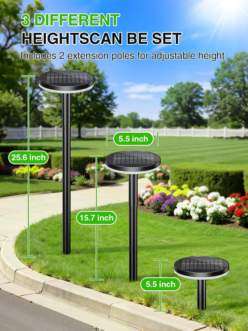 KOOPER 3X Larger & Taller Solar Pathway Lights Outdoor, 6 Pack Metal Solar Powered Garden Lights Waterproof, 2 Lighting Modes Adjustable Solar Landscape Path Lights for Outside Yard Walkway Driveway