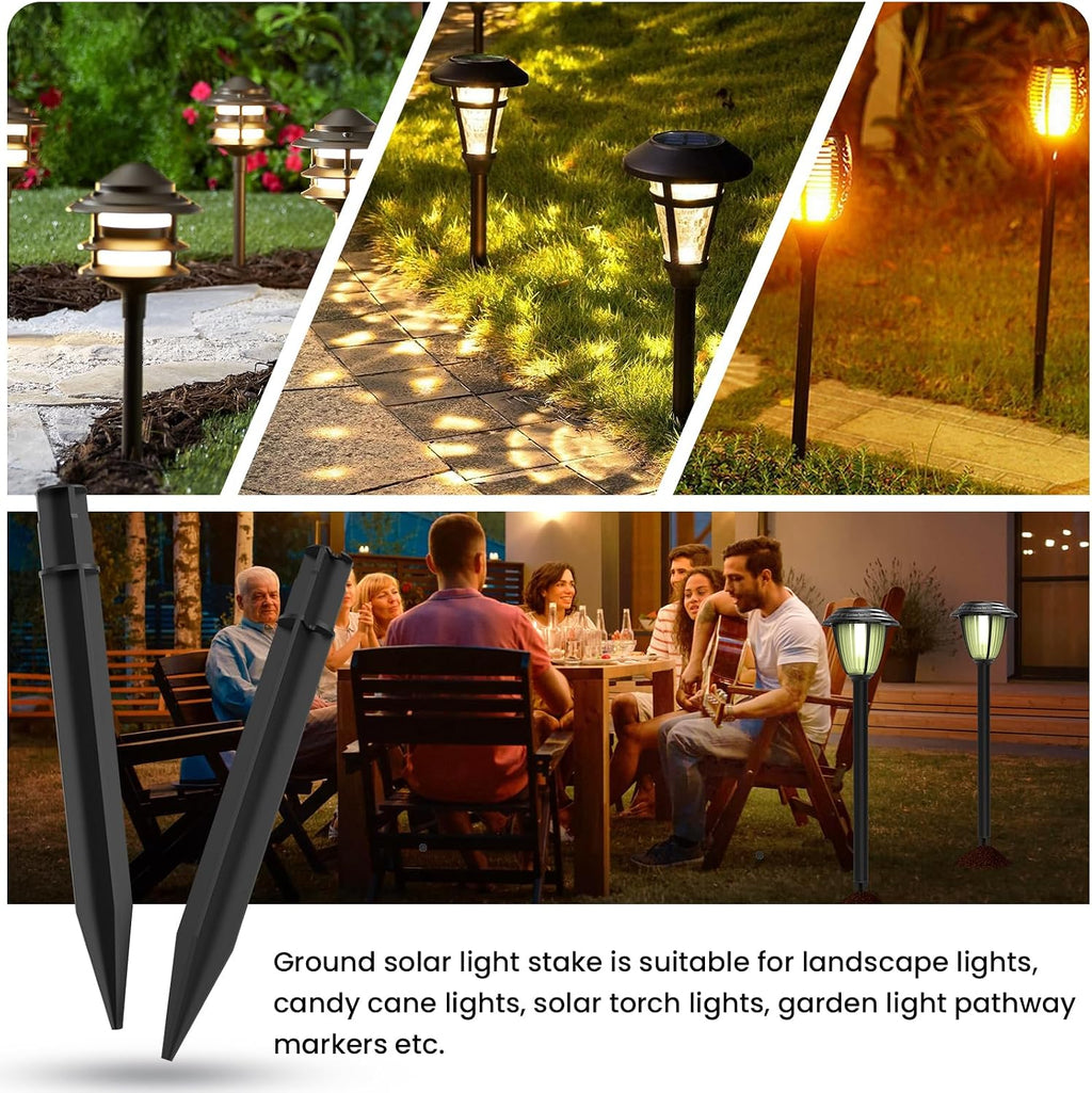 10Pcs 8.26 Inch Solar Light Spikes Fit Round Pole of 0.83" Inside Diameter | ABS Plastic Ground Spikes Replacement Stakes for Solar Pathway Lamp Torch Lights Garden Lights