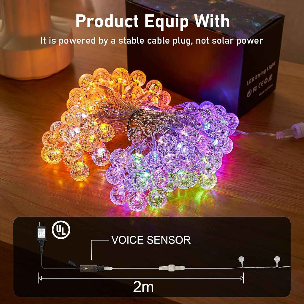 YCoisini 66FT Outdoor String Lights, 100 LED Patio Lights with Remote Control, Voice-Activated & Music Sync Mode, 16 Color-Changing Modes, Waterproof for Patio Garden Party Decor