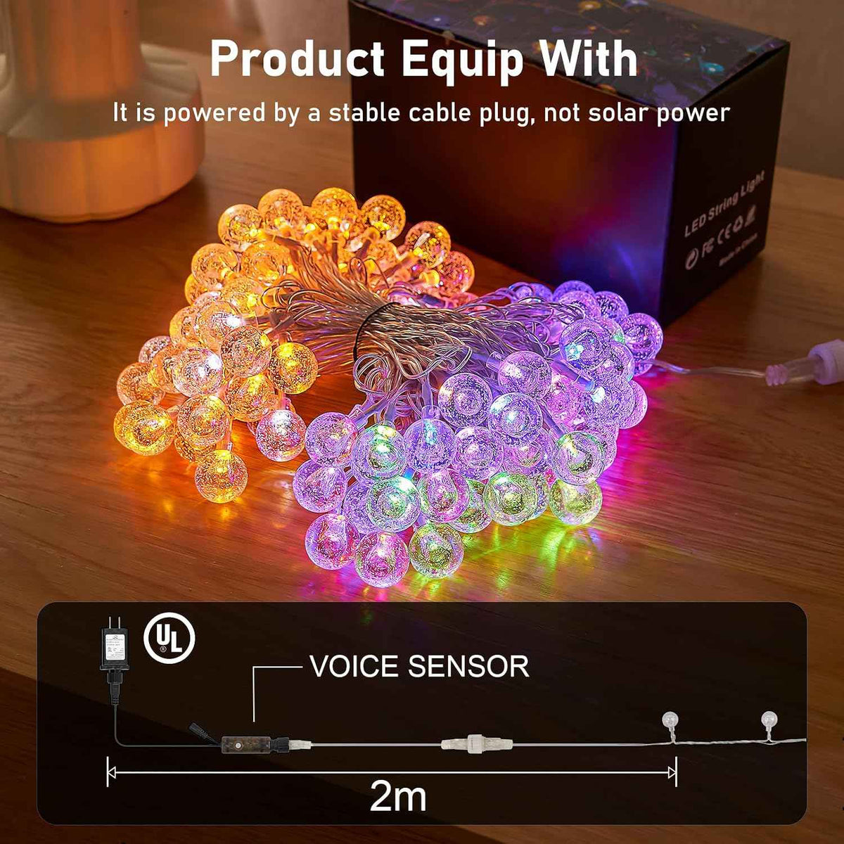YCoisini 66FT Outdoor String Lights, 100 LED Patio Lights with Remote Control, Voice-Activated & Music Sync Mode, 16 Color-Changing Modes, Waterproof for Patio Garden Party Decor