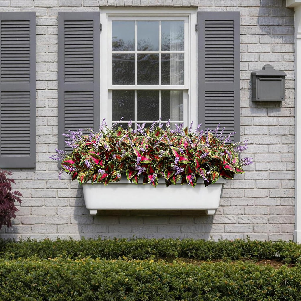 12 Bundles Artificial Coleus Flowers | UV Resistant No Fade Silk Faux Plants | Spring Summer Outdoor Fake Greenery for Garden Patio Planters Front Porch Pathway Decor (Pink)