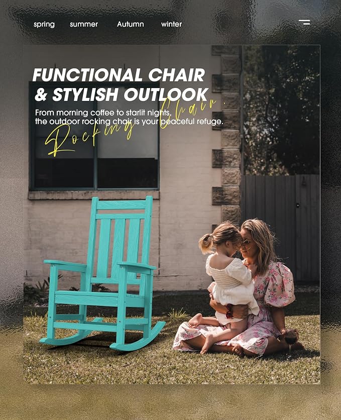 KINGYES Oversized Outdoor Rocking Chair Set of 2, All-Weather Patio Rocking - Image 6