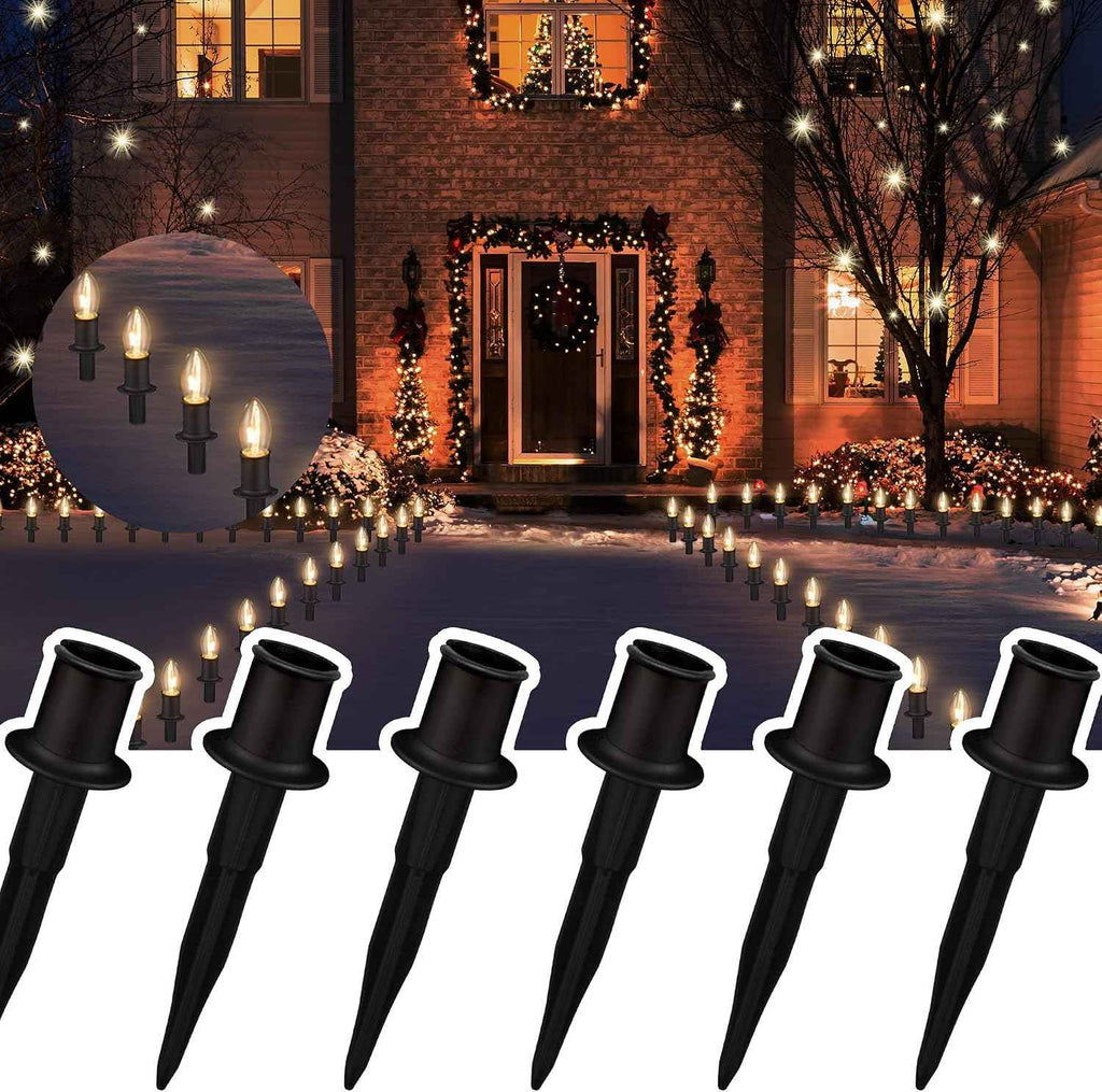 TIORIY 25 Pack 6 Inch Christmas Light Stakes - for C7 C9 Pathway String Lights Outdoor, Durable Plastic Lights Stakes, Use on Yard Garden Lawn Patio Path Walkway Decorations (25, Black)