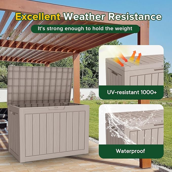 46 Gallon Outdoor Deck Box, Lockable Waterproof Outdoor Storage Boxes - Image 5