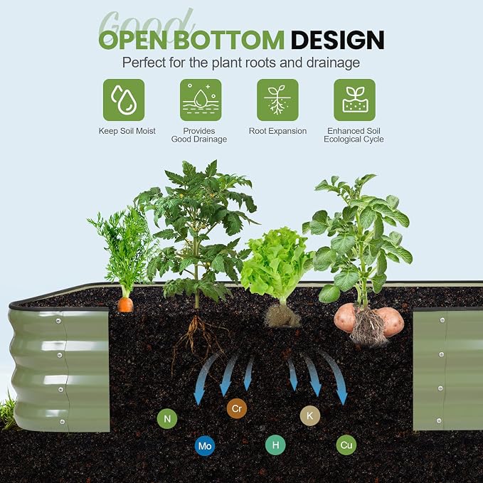 G GOOD GAIN 4-in-1 Adjustable Raised Garden Bed Kit | Galvanized Planter Boxes - Image 6