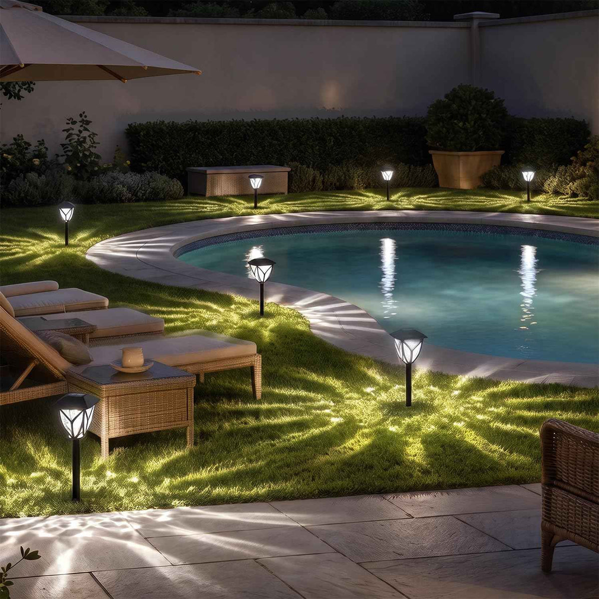 Ensenior Solar Lights Outdoor, 6500K LED Pathway Garden Lights, 6 Pack | IP65 waterproof landscape lighting, energy-efficient for yard, patio, walkway & planter, tool-free auto ON/OFF
