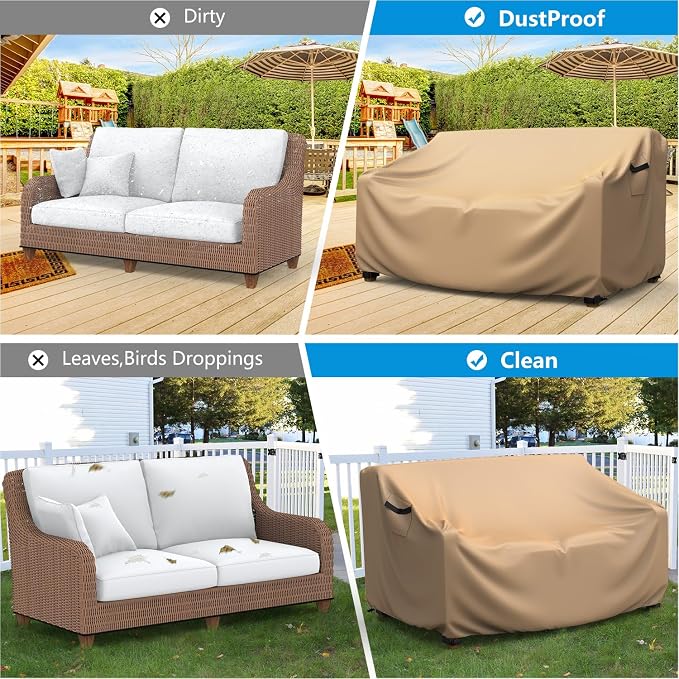 Heavy Duty Patio Sofa Cover, Mrrihand 2-Seater Outdoor Sofa Loveseat Cover - Image 6
