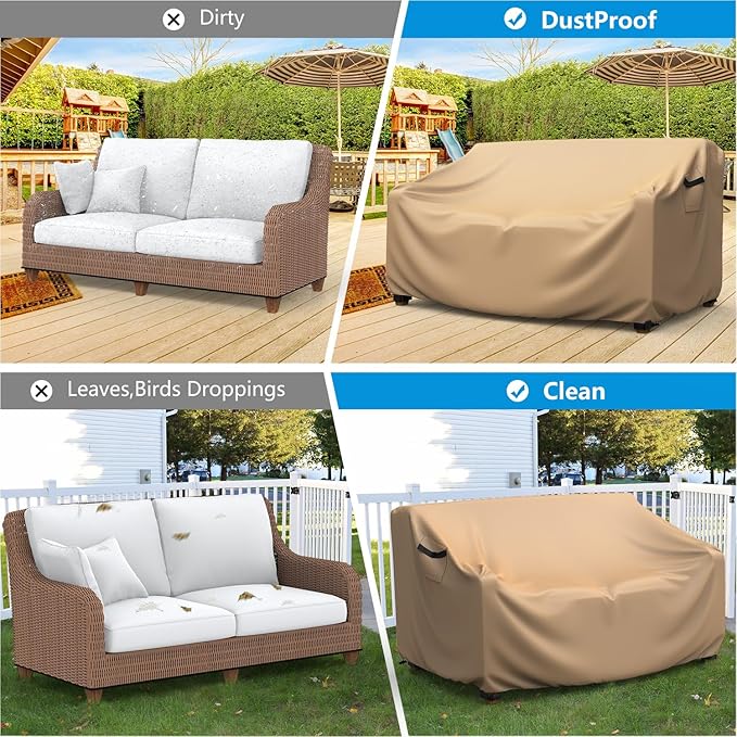 Heavy Duty Patio Sofa Cover, Mrrihand 3-Seater Outdoor Sofa Loveseat Cover - Image 5