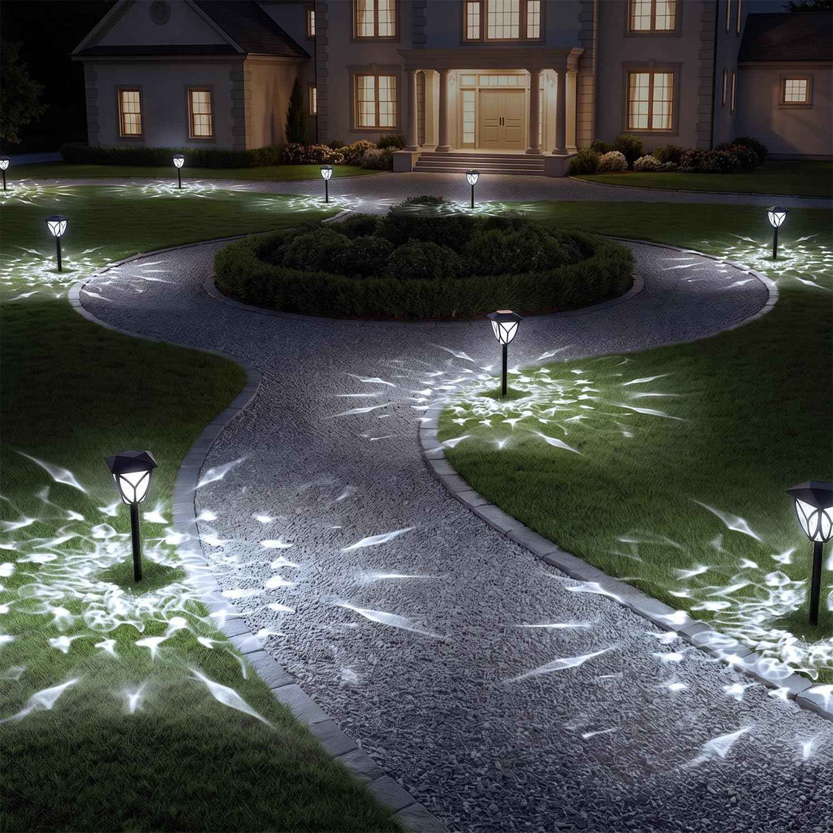 Ensenior Solar Lights Outdoor, 6500K LED Pathway Garden Lights, 6 Pack | IP65 waterproof landscape lighting, energy-efficient for yard, patio, walkway & planter, tool-free auto ON/OFF