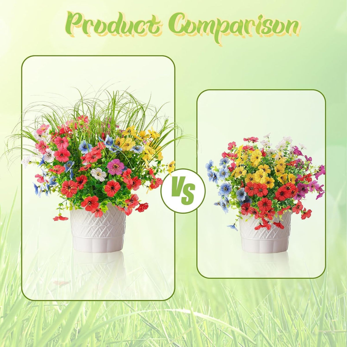 12 Bundles Artificial Outdoor Flowers, UV Resistant for Planters and Garden